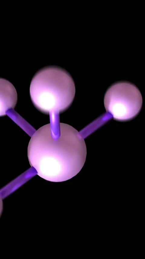 Animation of macro of purple molecules on black background Stock Footage 341918673