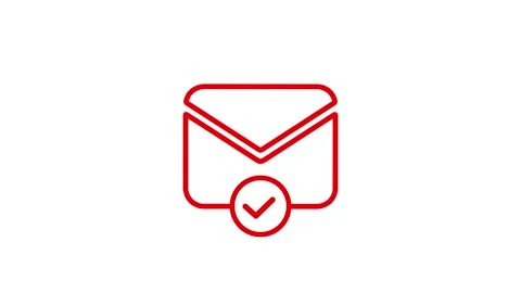 Animation of mail envelope icon with checkmark appearing on white backgroun.. Stock Footage 345547714