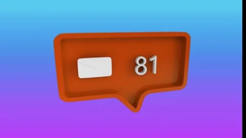 Animation of mail icon and numbers on red speech bubble Stock Footage 239030569