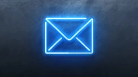 Animation mail Icon Neon Light Glowing blue Bright Symbol Stock Footage 130932118