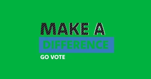 Animation of make a difference go vote text in black white and blue on Stock Footage 317925818