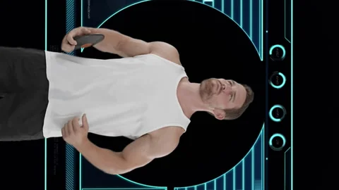 Animation of male discus thrower with scope scanning and data processing Stock Footage 312350536