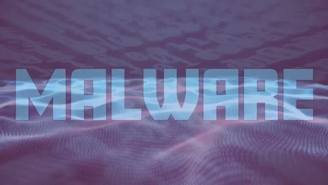 Animation of malware text and binary coding over spots Stock Footage 170564218