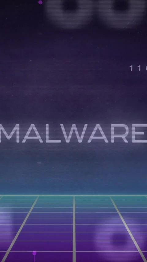 Animation of malware text with computer circuit board and data processing on Stock Footage 319157007