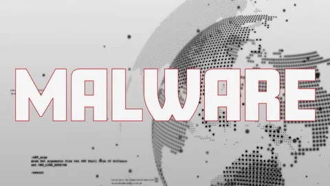 Animation of malware text on digital globe with coding elements in background Stock Footage 304840485