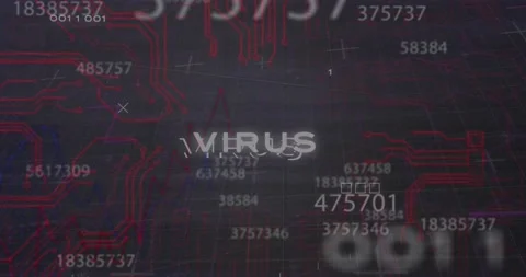 Animation of malware text, numbers and data processing over computer motherboard Stock Footage 330590993