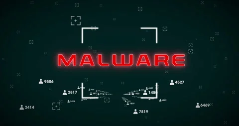 Animation of malware text over social media icons with numbers on black Stock Footage 266181710
