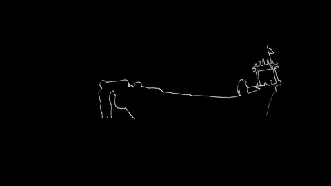 Animation, Man Brings in Boat, Flash, Rotoscoped Stock Footage 79353517