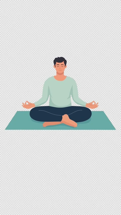 Animation of a man doing yoga in the lotus position on a mat. Stock Footage 311119072