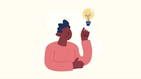 Animation of a man having a bright idea and a glowing lightbulb appearing a.. 動画素材 339086659