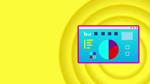 Animation of a man showing a graph on a screen. Video seamless looping. Stock Footage 158569868