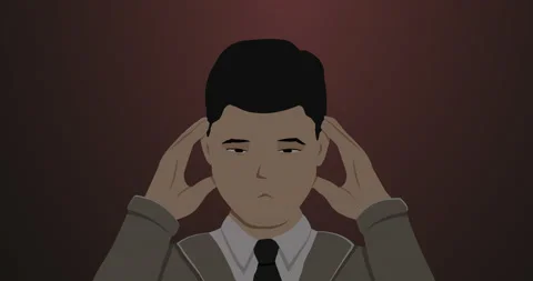 Animation of a man suffering from a headache Stock Footage 154344850