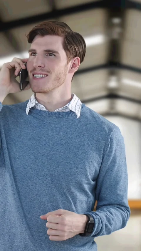 Animation of man talking on smartphone with stacks of boxes in warehouse Stock Footage 331652992