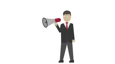 Animation manager with megaphone, cartoon Stock Footage 106996408