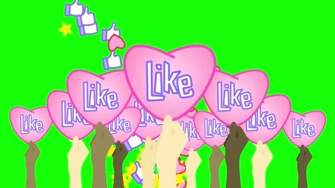 Animation of many hands raise and show a heart like sign on a green screen Stock-Footage 149453563