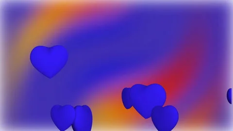 Animation of many multicolored 3D hearts spinning around their axis 库存影片 141946210