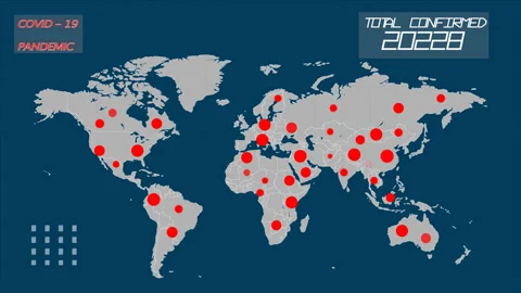 Animation of Map of Coronavirus Stock Footage 133069500