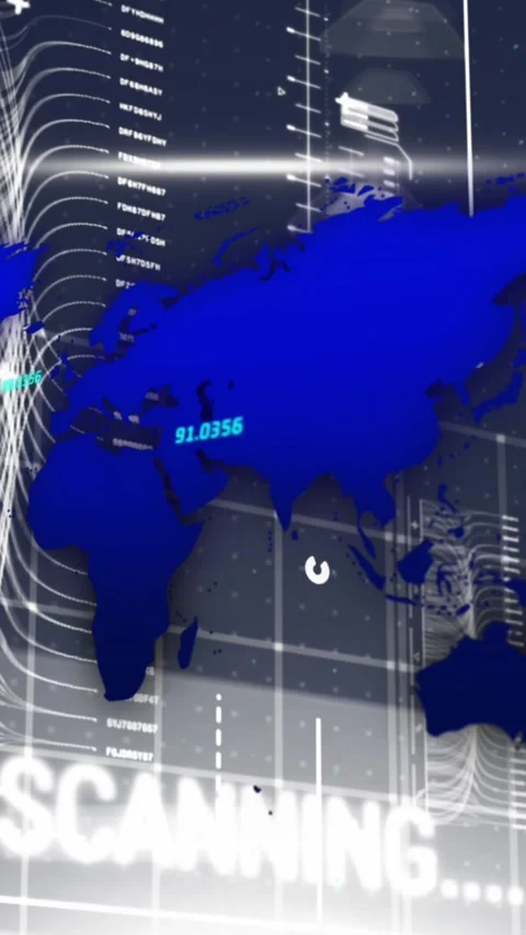 Animation of map over texts, graph computer language, loading bars against Stock Footage 321265122