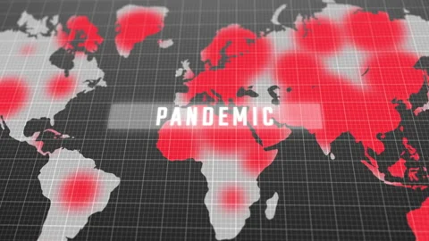 Animation of Map of Pandemic. World map with animation of spread of infection vi Stock Footage 150858526