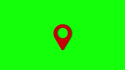 Animation map pin in red color on green screen background, Gps location ico.. Stock Footage 309527551