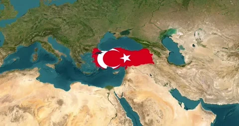 Animation of a map of Turkey filled with the Turkey flag Video stock 327632036