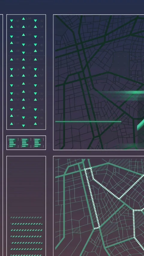 Animation of maps and computer data processing over dark background Stock Footage 343644873
