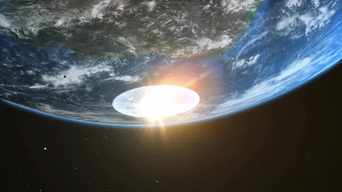 Animation of a massive asteroid hitting planet Earth. Stock Footage 335921381