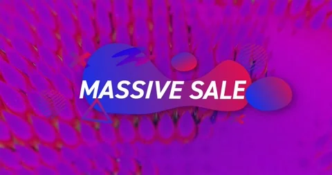 Animation of massive sale text over colourful shapes on pink background Stock Footage 329414942