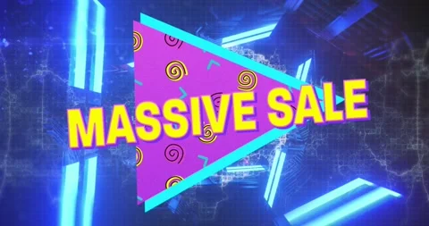 Animation of massive text over triangle and spiral patterns against futuristic Stock Footage 329705688