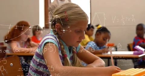 Animation of math formulas over focused ... | Stock Video | Pond5