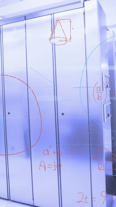 Animation of math formulas over servers Stock Footage 343682281
