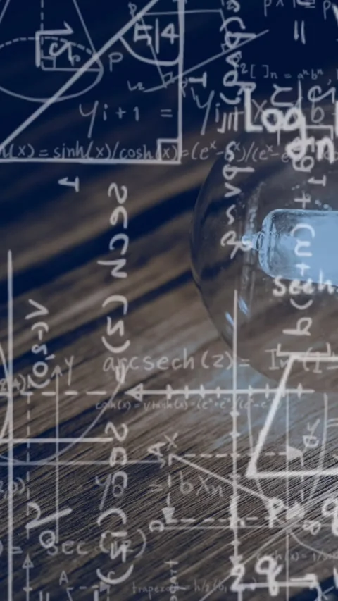Animation of math graphs floating over brown and black background Stock Footage 343158980