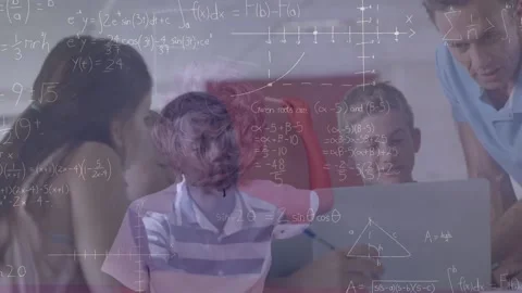 Animation of math graphs over caucasian ... | Stock Video | Pond5
