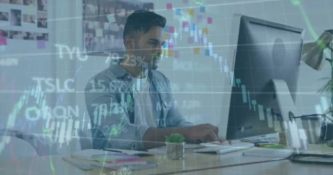 Animation of mathematical binary coding processing over students using computers Stock Footage 328096984