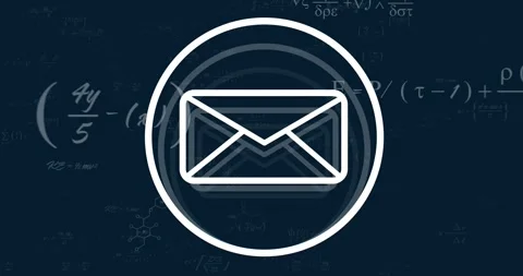 Animation of mathematical data processing and email icon on dark background Stock Footage 326298695