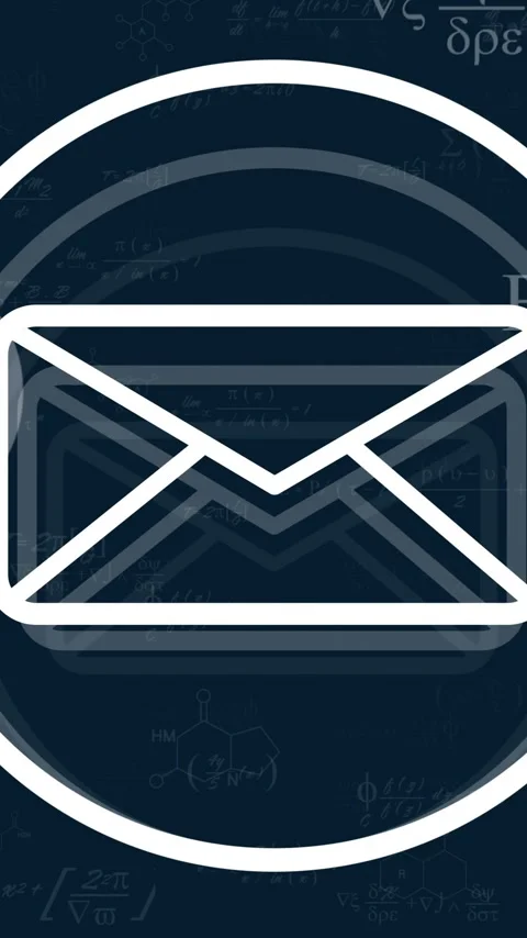 Animation of mathematical data processing and email icon on dark background Stock Footage 344244194