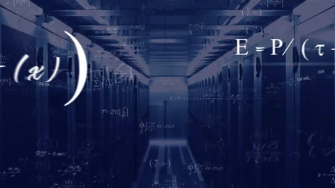 Animation of mathematical data processing over computer servers Stockbeeldmateriaal 264571043