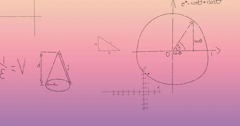 Animation of mathematical data processing over pink background Video stock 310156236