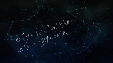 Animation of mathematical data processing over black background Stock Footage 310486515