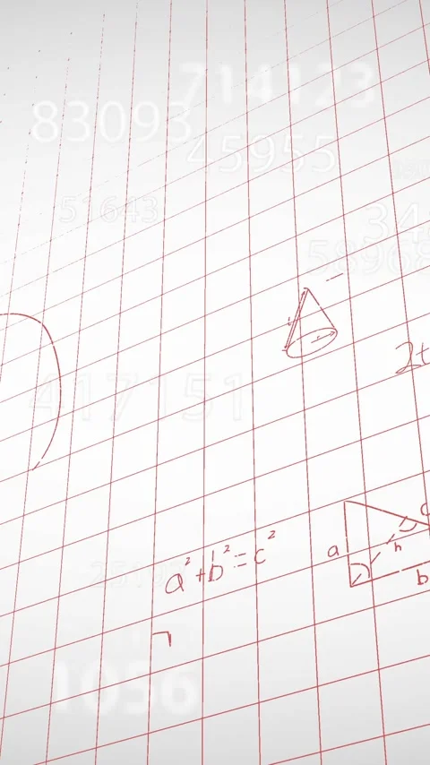 Animation of mathematical data processing over squared white background Stock Footage 341927794