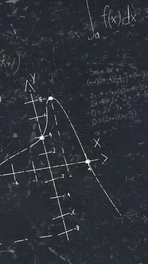Animation of mathematical data processing over black chalkboard Stock Footage 343127401