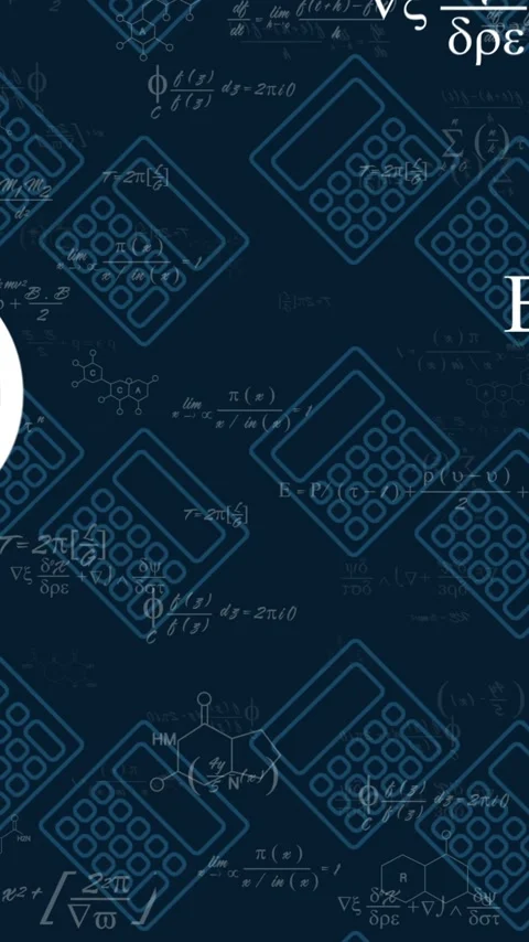 Animation of mathematical data processing over calculators on dark background Stock Footage 344284534