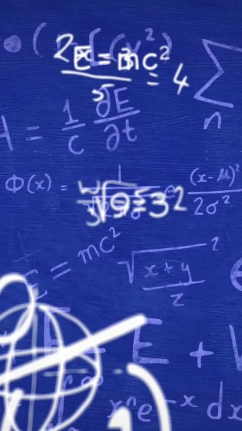 Animation of mathematical data processing over blue background Stock Footage 344636267