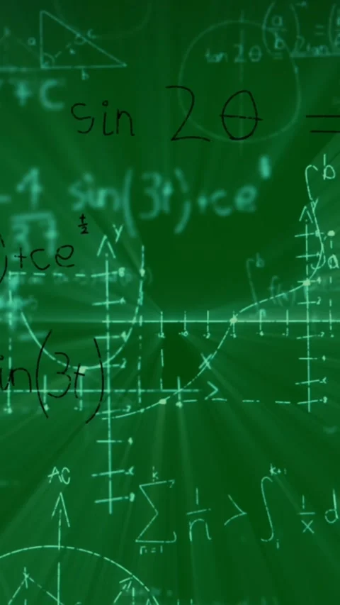Animation of mathematical data processing over green background Stock Footage 344783205