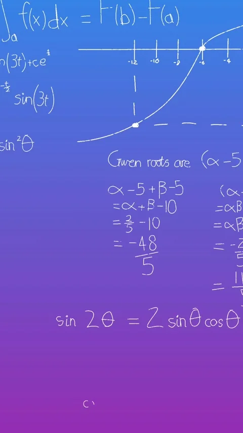 Animation of mathematical equation and diagrams over gradient background Video stock 344693601