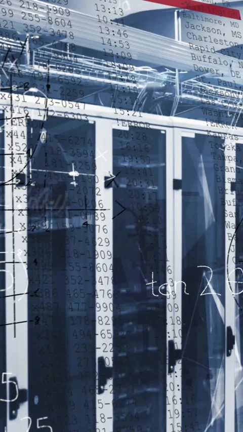 Animation of mathematical equation, diagrams, connected dots and computer Stock Footage 344403082