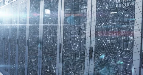 Animation of mathematical equations against microprocessor connections over Vídeo Stock 327957951