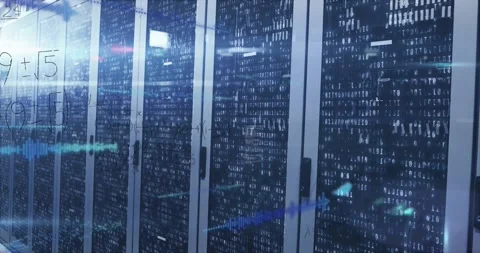 Animation of mathematical equations and binary coding over computer servers 動画素材 326626898