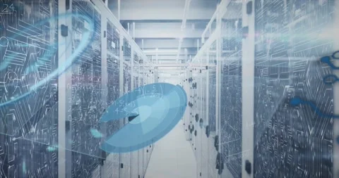 Animation of mathematical equations and data processing against computer server Stock Footage 326407881