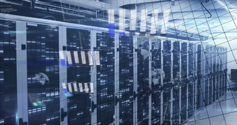 Animation of mathematical equations and data processing against empty computer Stock Footage 329232421